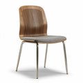 Chaise en bois avec dossier incurvé et assise en tissu gris 45 x 50 x 90cm