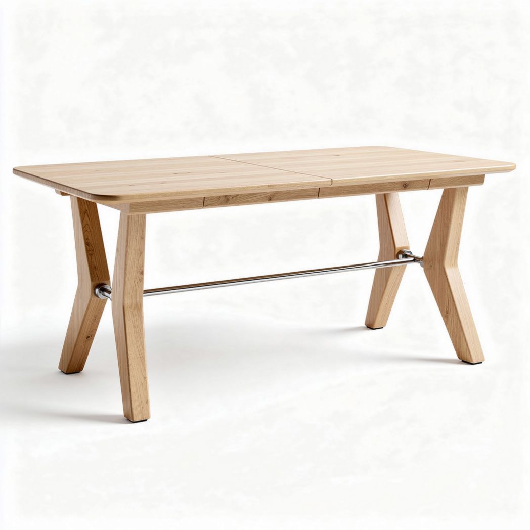 Table en bois de hêtre de 150 x 75 x 75cm pour salle à manger et bureau