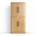 Armoire en bois clair avec portes courbées et poignées noires 80 x 40 x 180cm