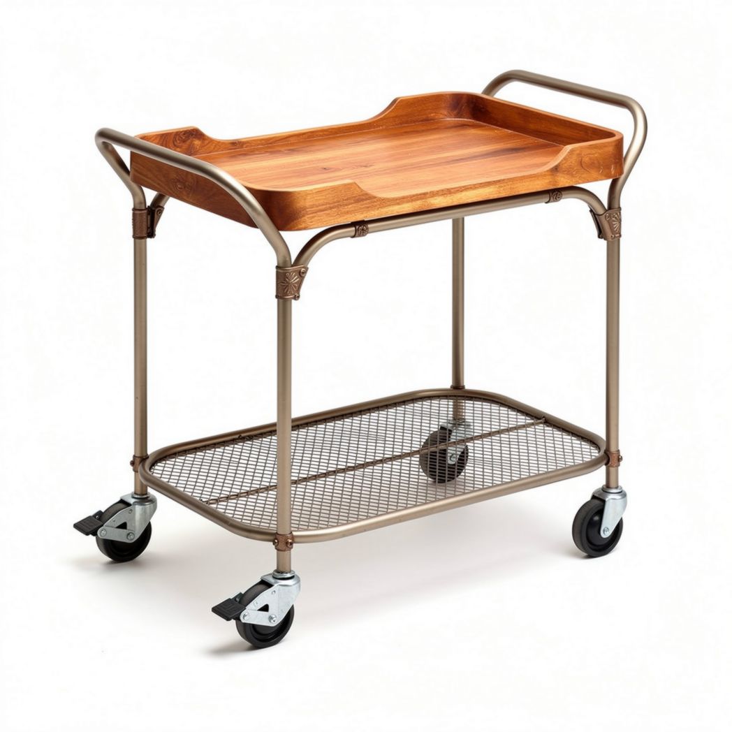 Chariot de service en bois et métal avec roulettes dimensions 80 x 40 x 80cm