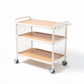 Chariot de rangement en métal blanc avec étagères en bois 80 x 40 x 80cm