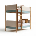 Lit superposé en bois avec échelle et matelas beige 200 x 100 x 160cm