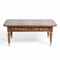 Table en bois avec marqueterie et deux tiroirs dimensions 120 x 80 x 45cm
