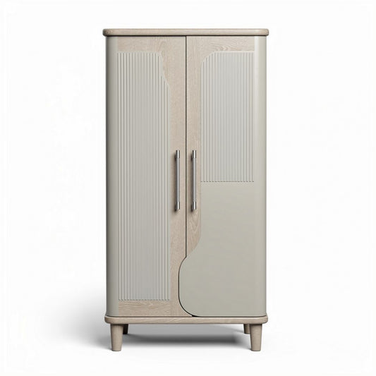 Armoire en bois beige avec portes à rayures dimensions 80 x 40 x 150cm