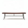 Banc en bois brun et métal argenté pour intérieur dimensions 150 x 60 x 40cm