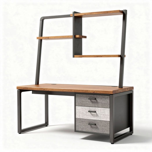 Bureau avec étagère en bois et métal dimensions 150 x 60 x 180cm