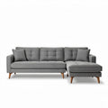 Canapé d'angle gris en tissu avec structure en bois 200 x 90 x 85cm