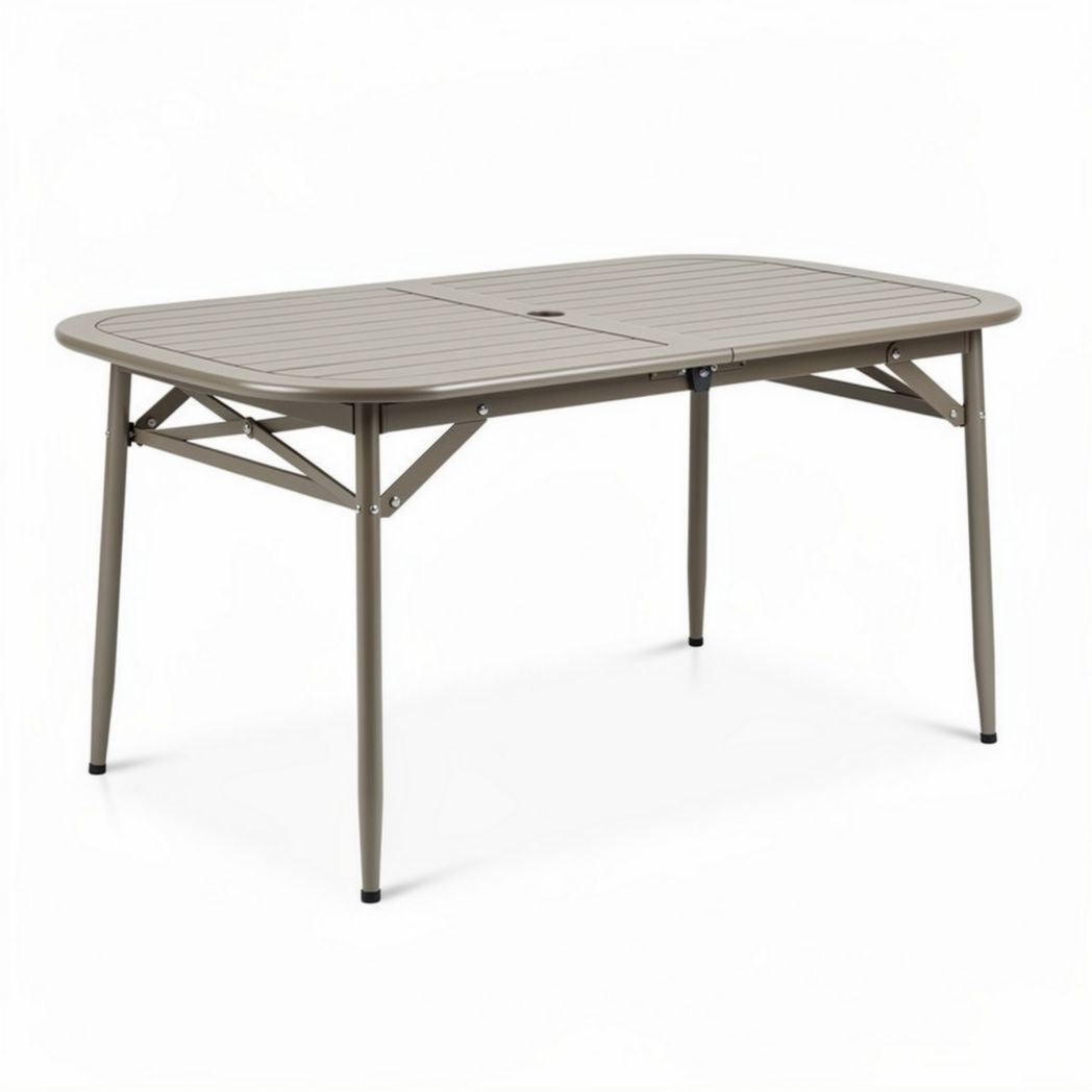 Table de jardin pliante en aluminium 150 x 80 x 75cm couleur taupe