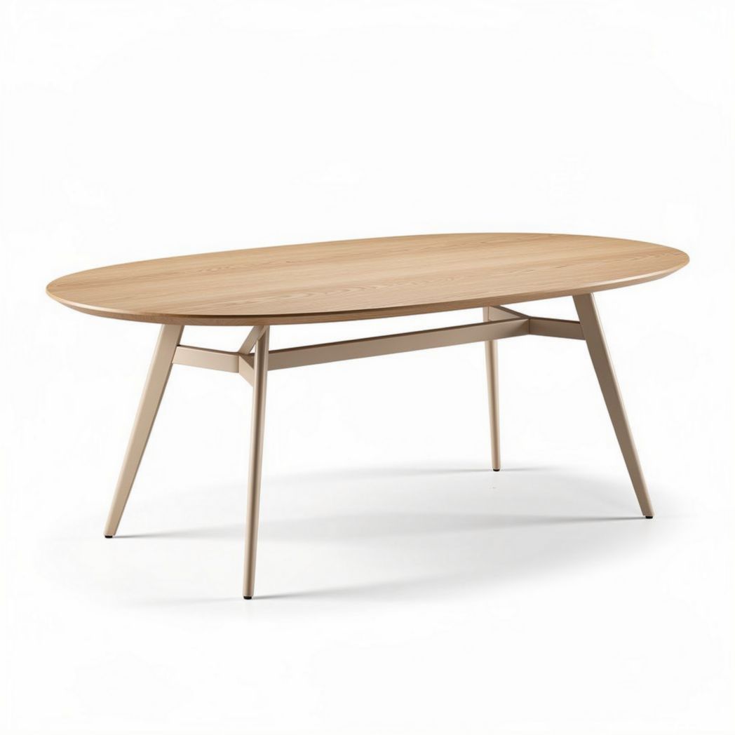 Table ovale en bois clair 150 x 80 x 75cm pour salle à manger moderne